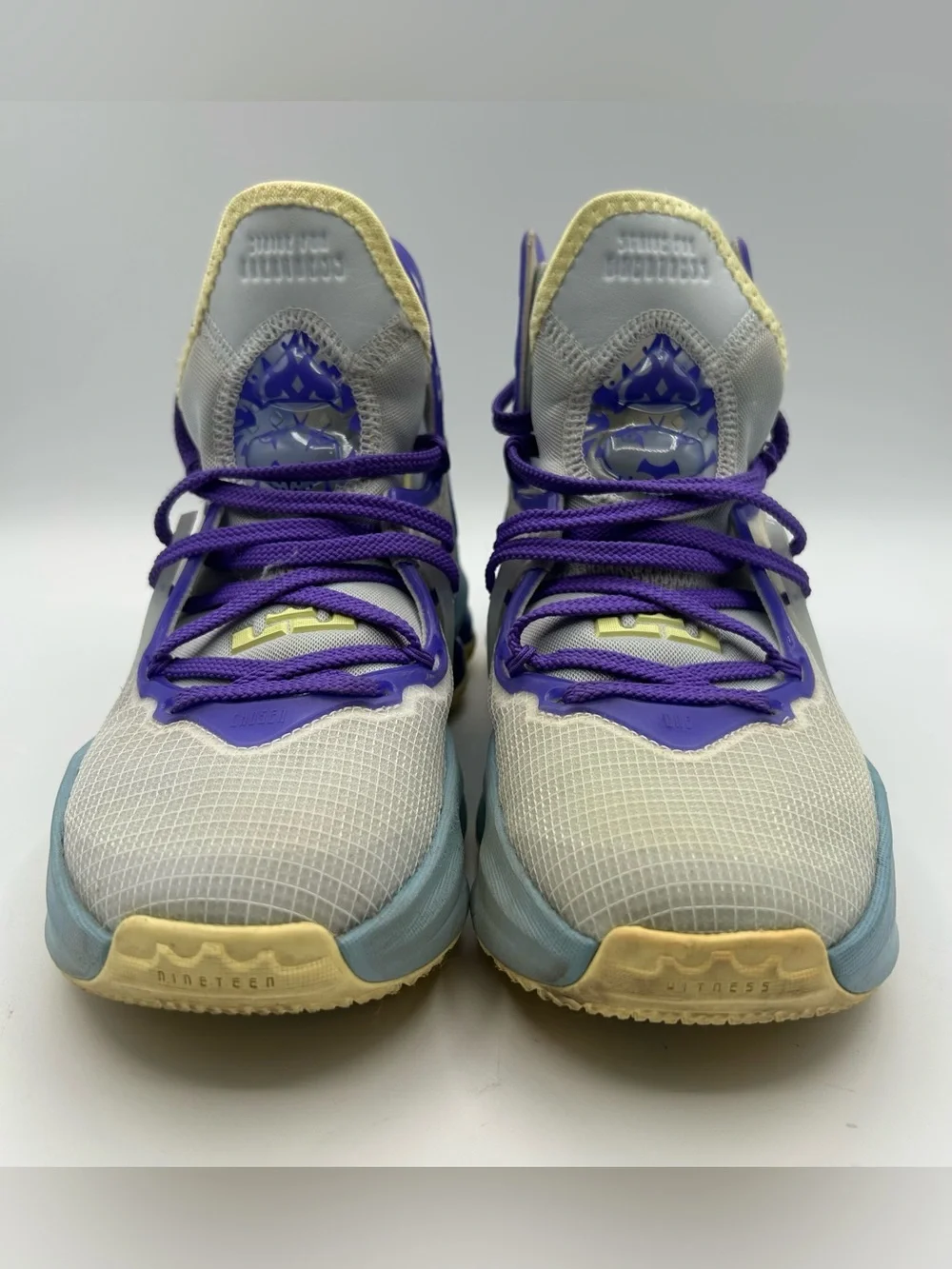 Nike LeBron XIX (GS) Sneakers in Tint-Worn Blue & Citron